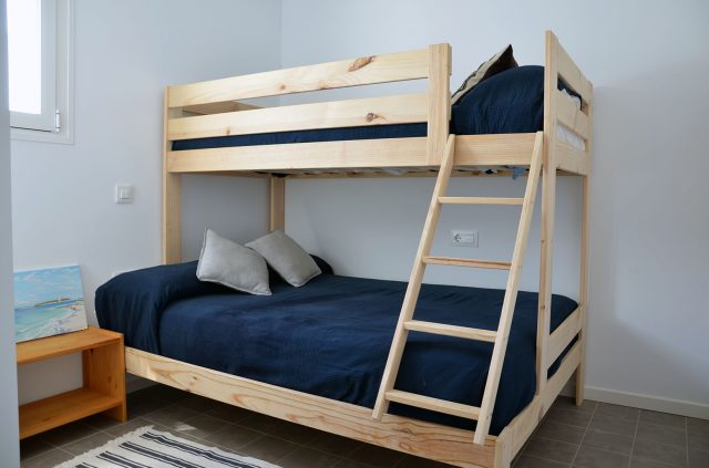 Second bedroom with triple bunk bed (Double bed 1,35m. and single 0,9m. bed up)